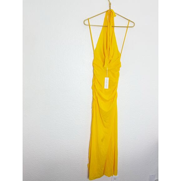 NWT Revolve Indah JLo's Evening Gown Small Limoncello Yellow Mesh Resort Wear - Picture 13 of 14